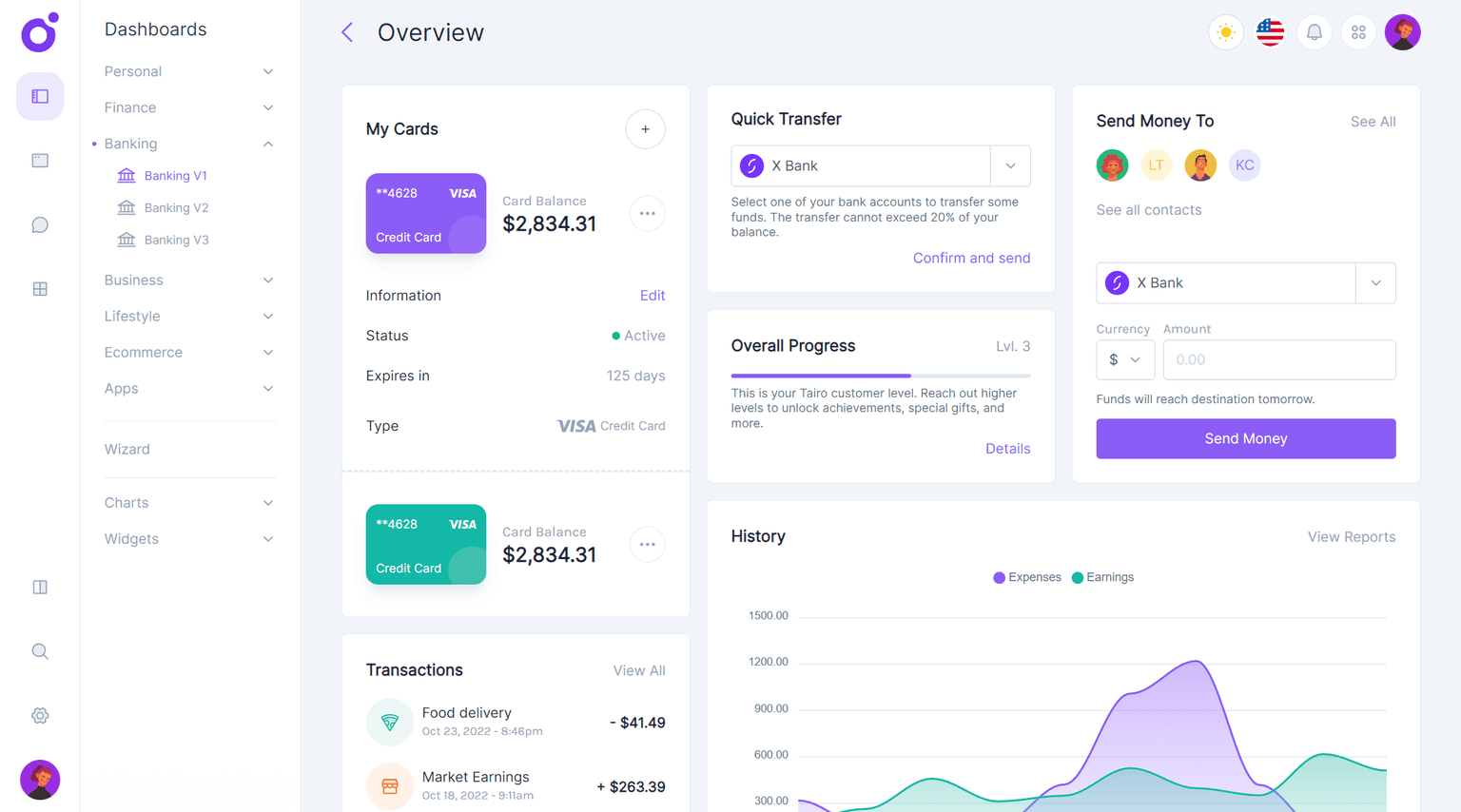 Tairo - Banking dashboard v1