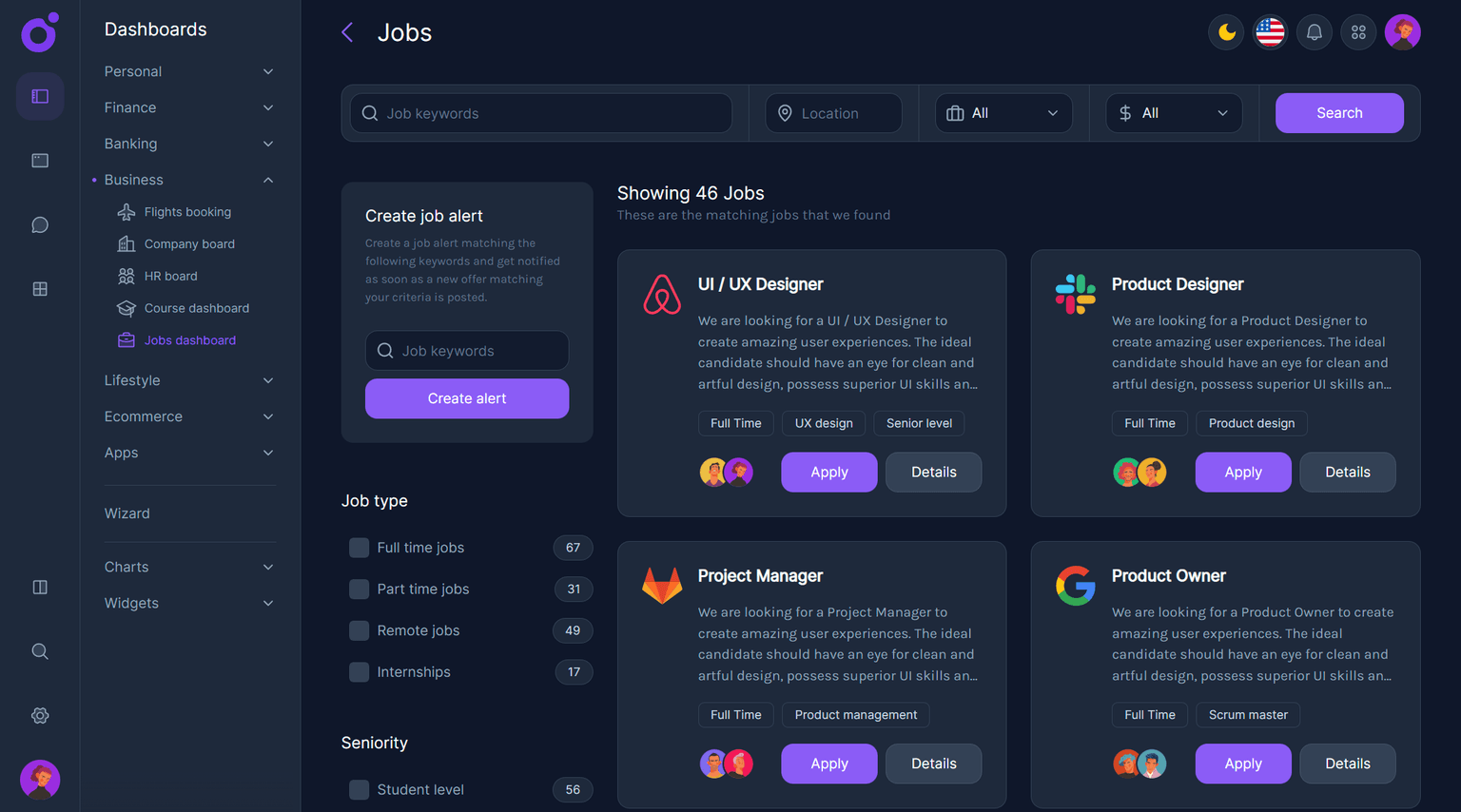 Tairo - Jobs dashboard
