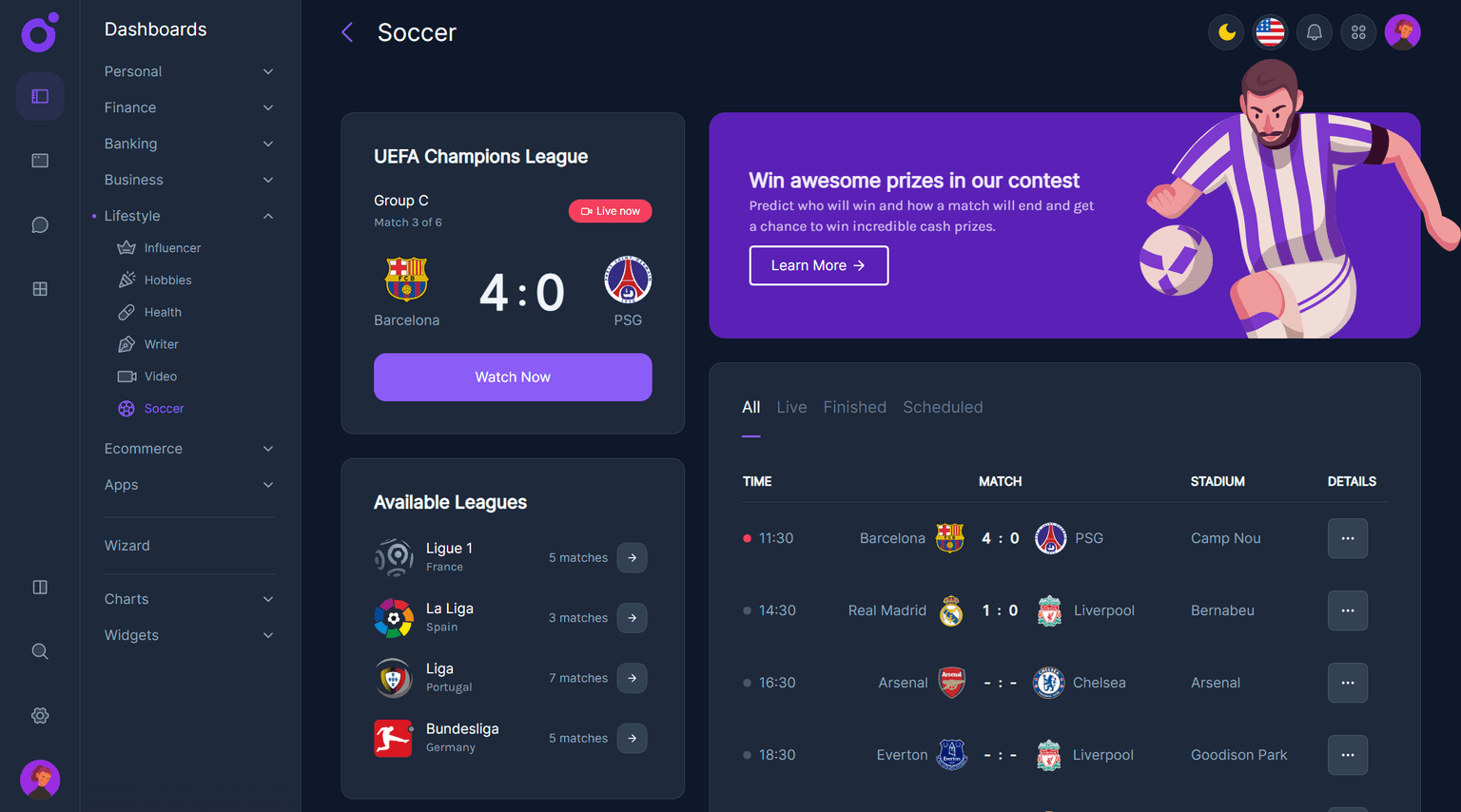 Tairo - Soccer dashboard