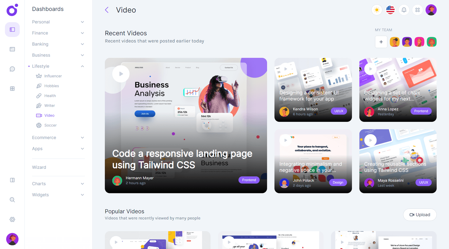 Tairo - Video dashboard