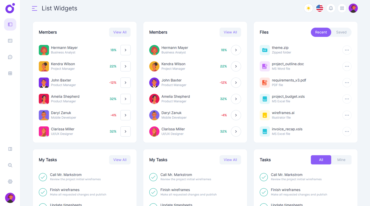 Tairo - List Widgets